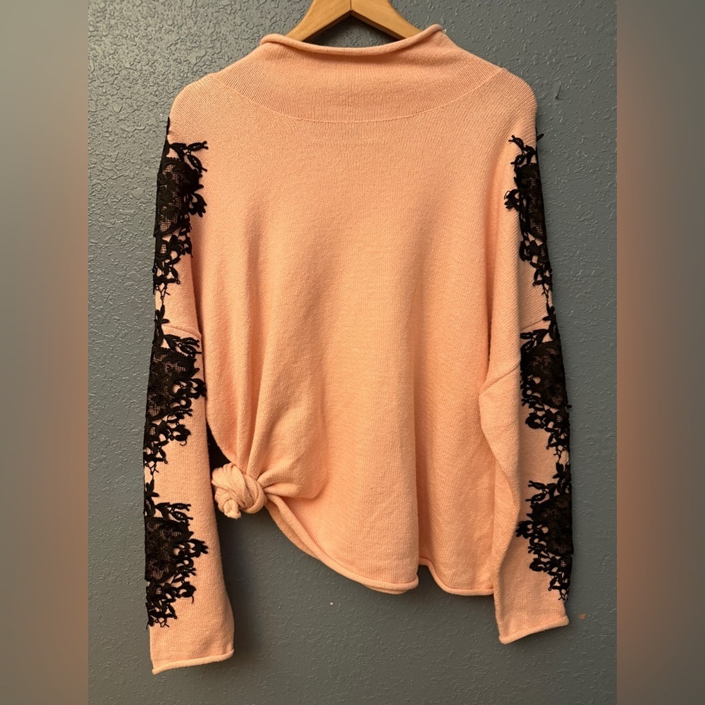 Pink Lace-Trim Knit Sweater Sz XL
